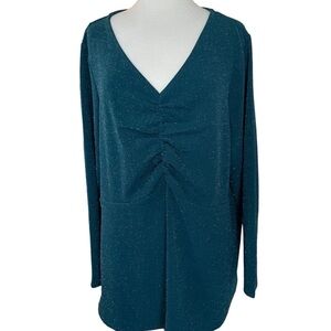 Lane Bryant Tunic Illusion Collection Green Silver Specks Womens Size 22/24 NWT